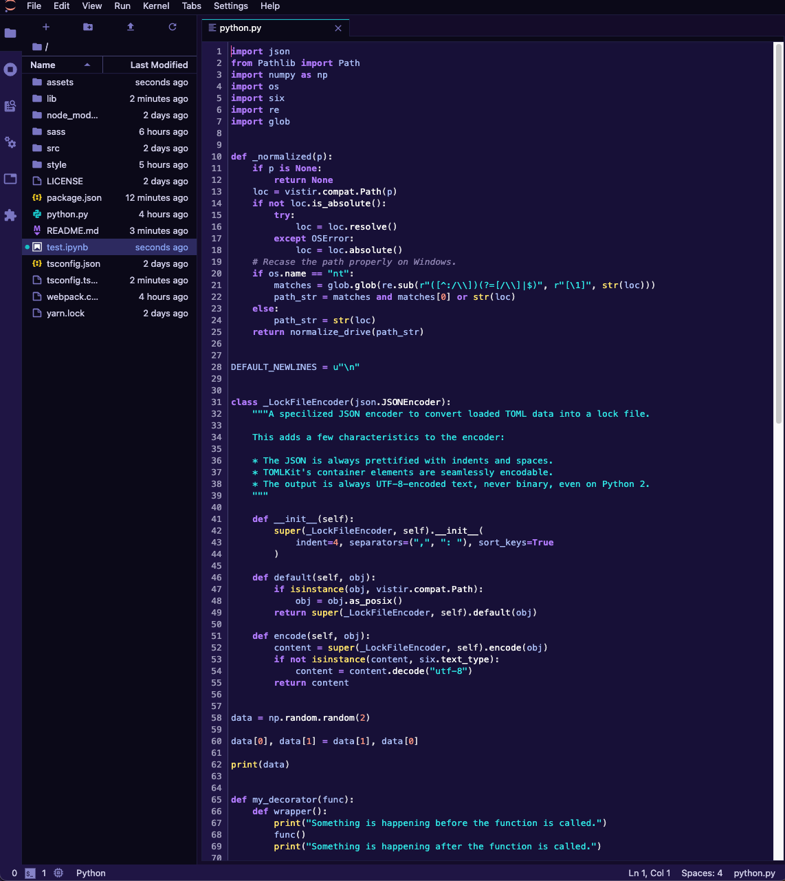 JupyterLab Pitaya smoothie screenshot - script