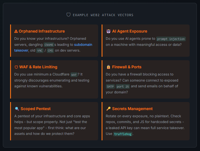Example Web2 Attack Vectors