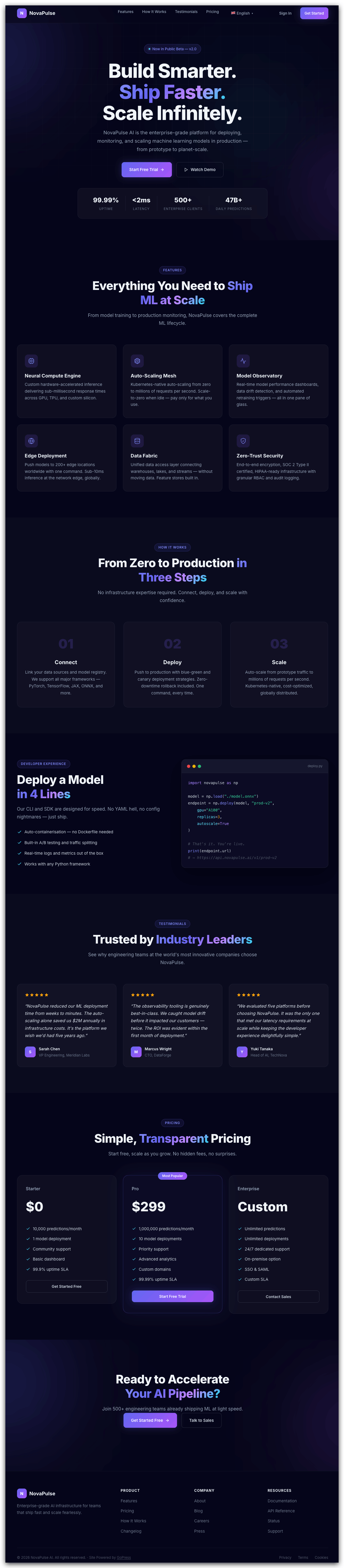GoPress Landing indigo theme preview