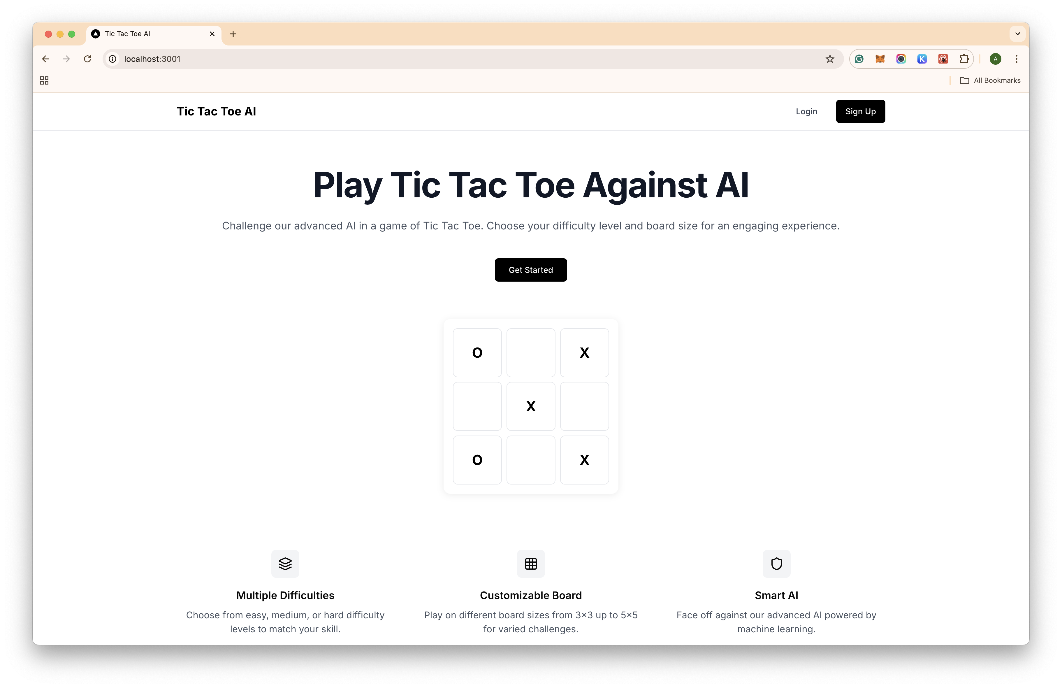 TicTacToeGPT Template Landing Page screenshot