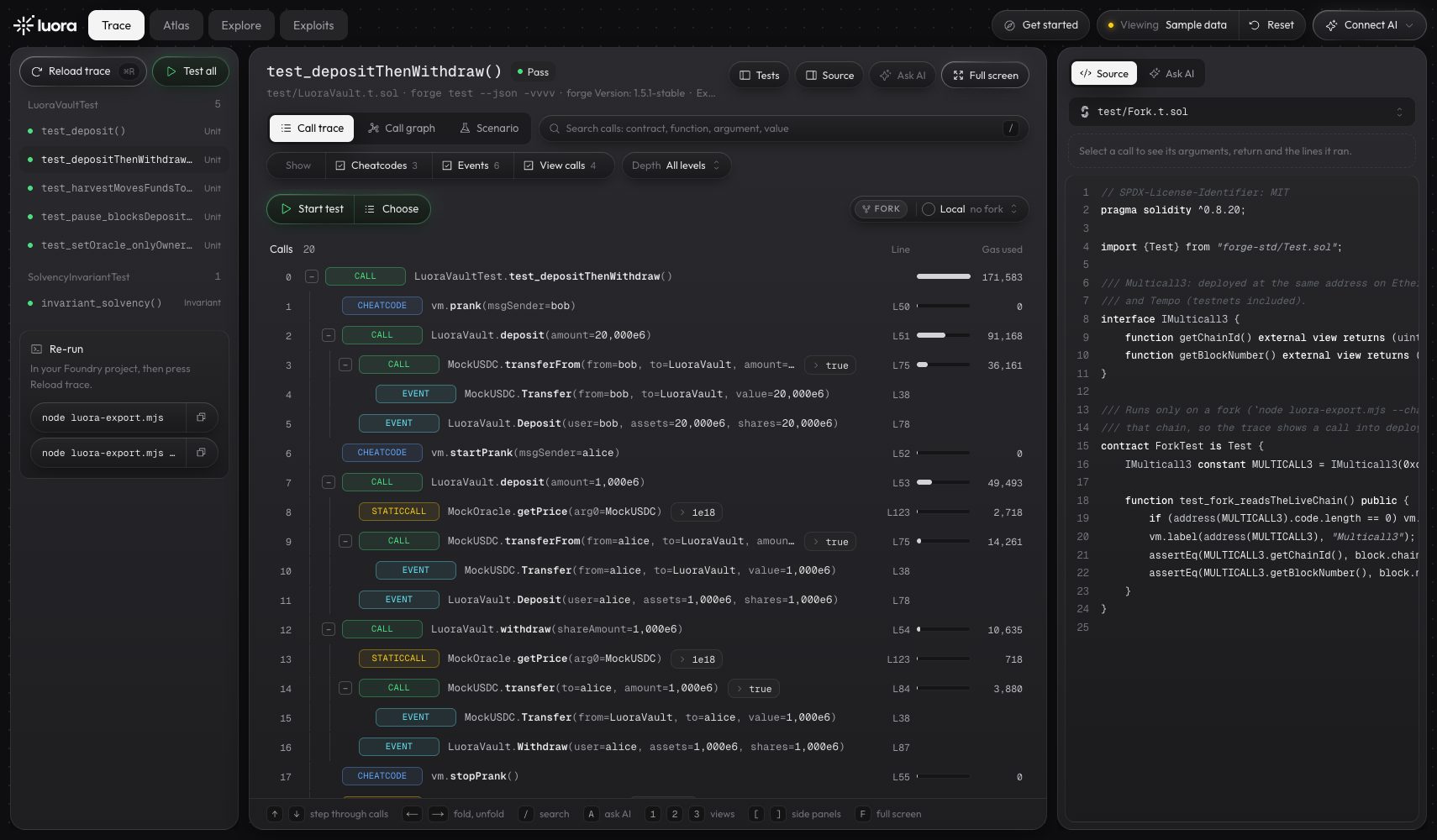 Trace: every call beside its source