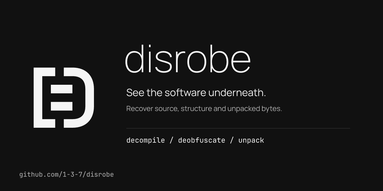 disrobe: recover source, structure, and bytes from compiled software