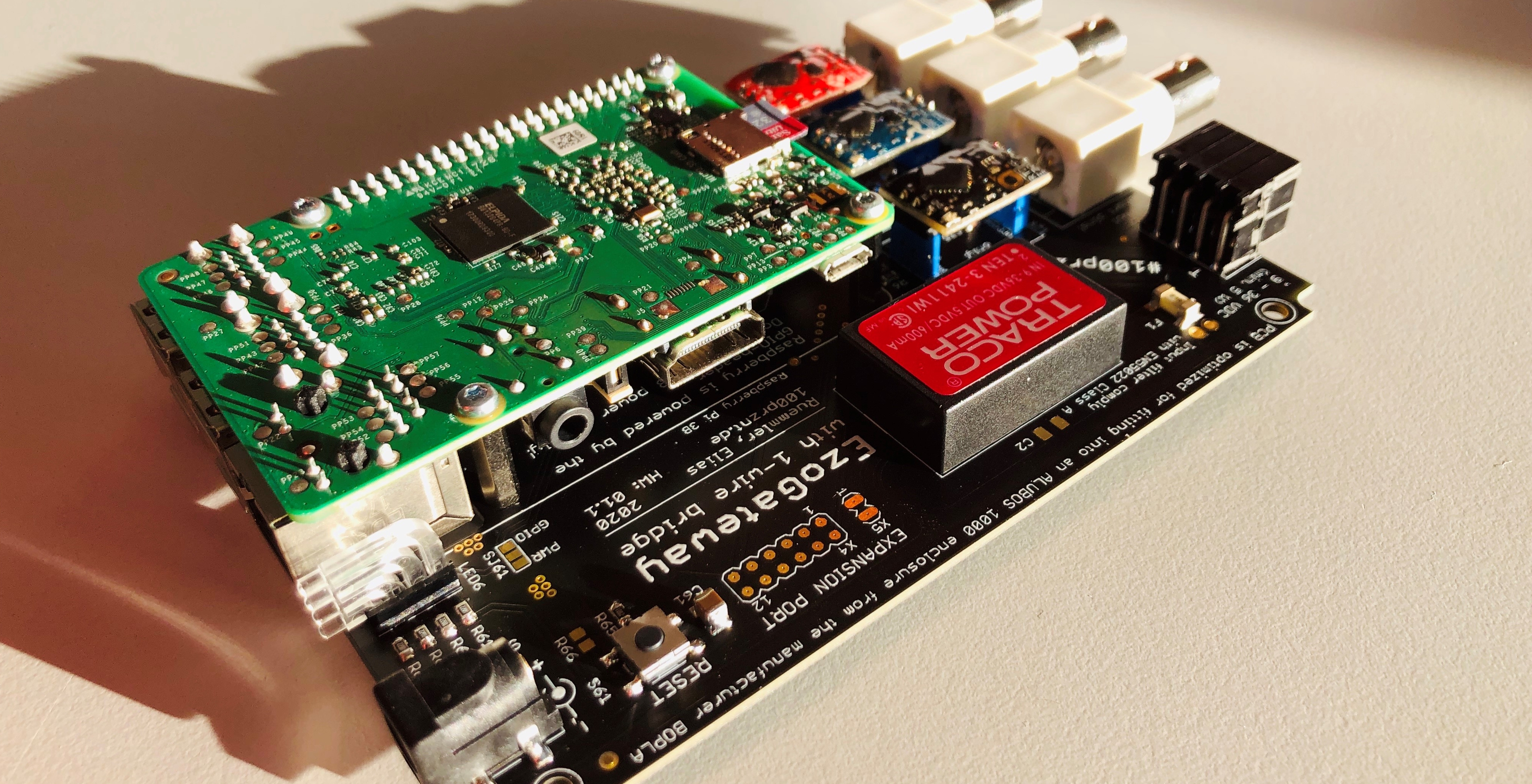 EzoGateway PCB equipped with RaspberryPi and EZO™ devices (pH, ORP and RTD)