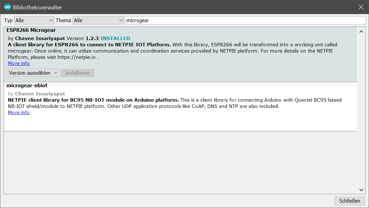 Arduino IDE library manager