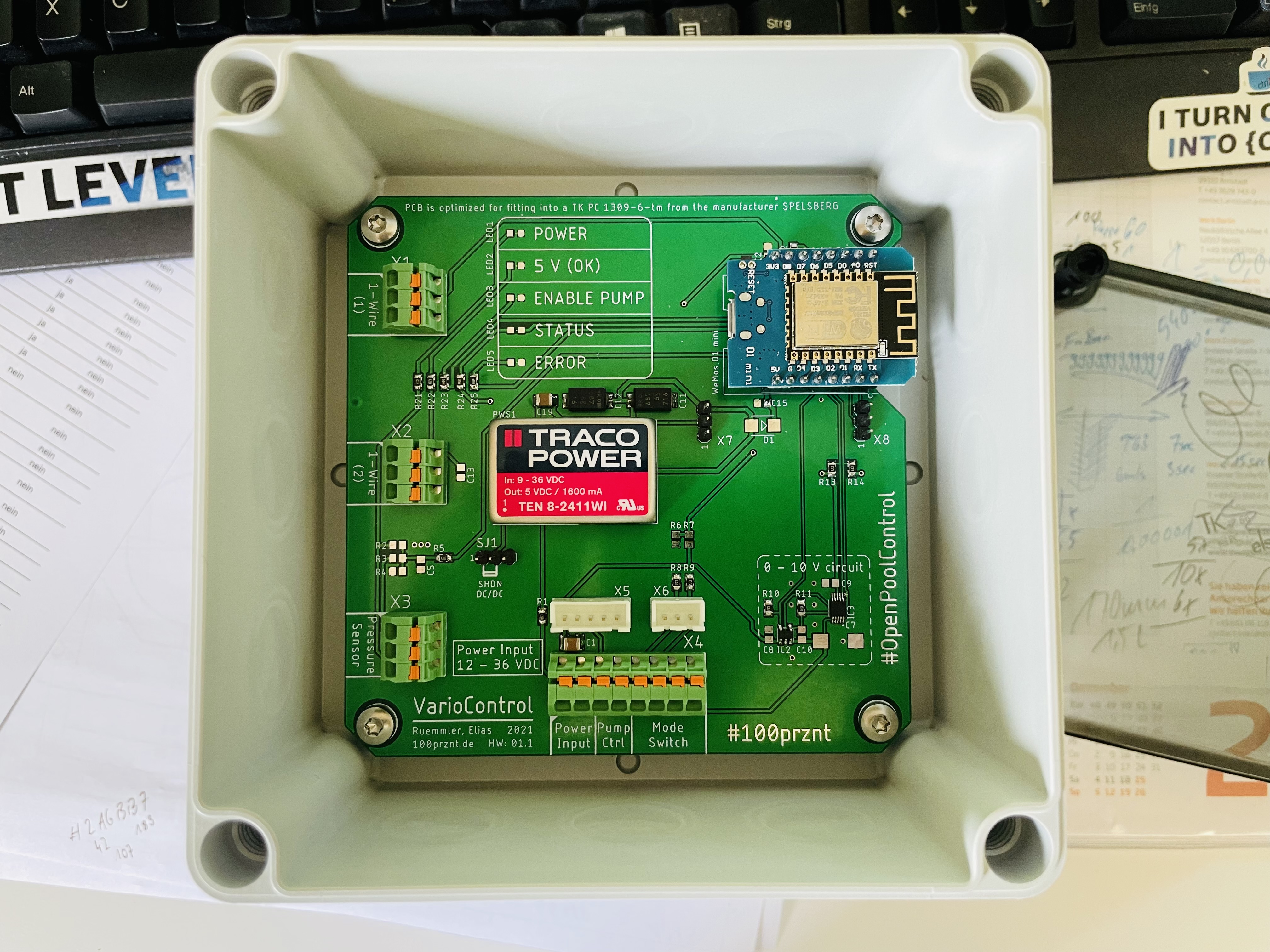 VarioControl PCB v1.1 in Spelsberg enclosure