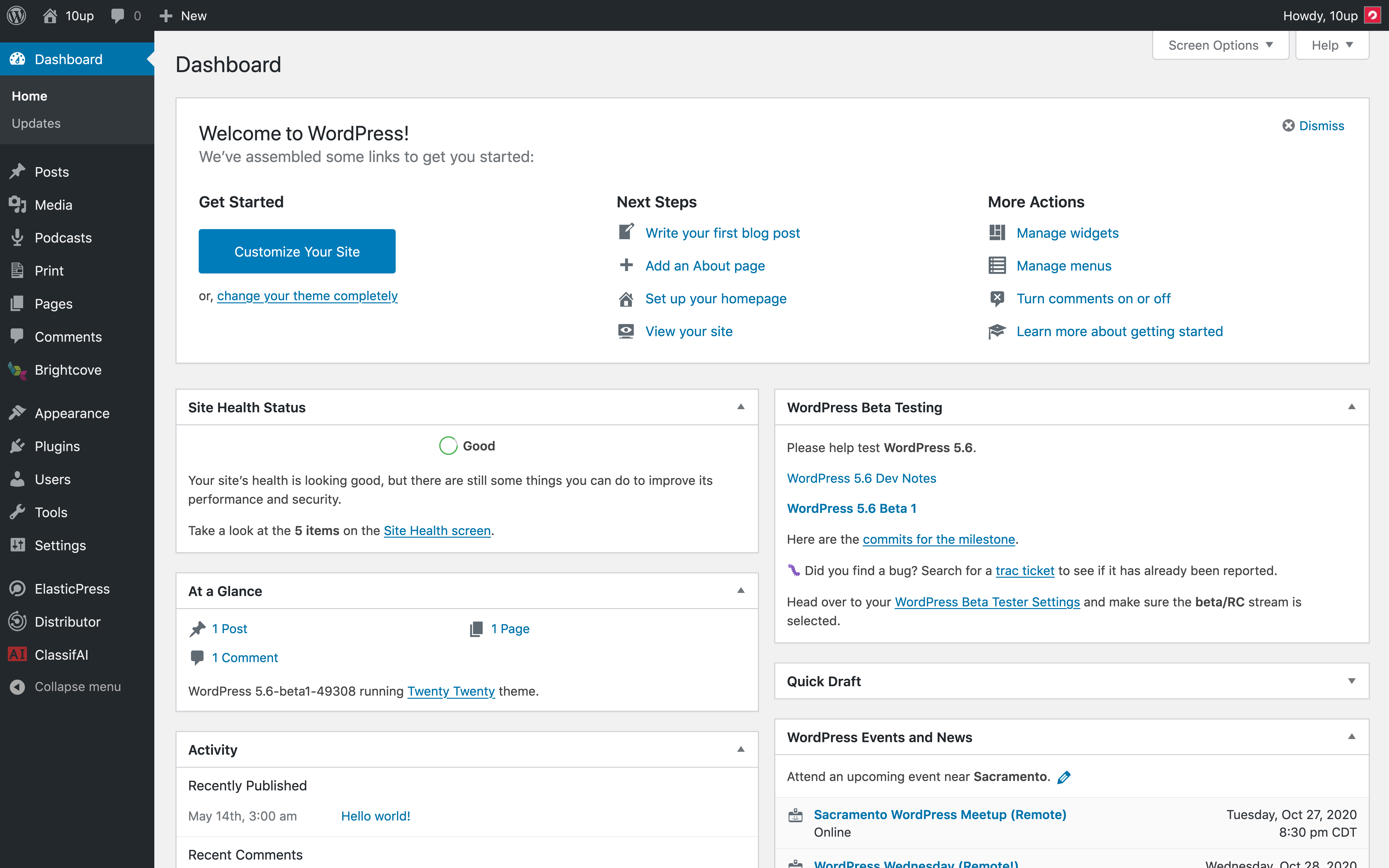 WordPress Admin Dashboard