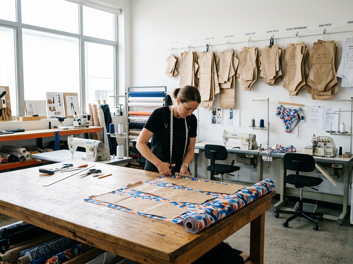 Sample development room for children's swimwear