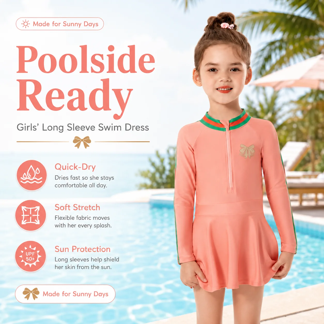 Girls ruffle two-piece swimsuit in the Coral Reef design