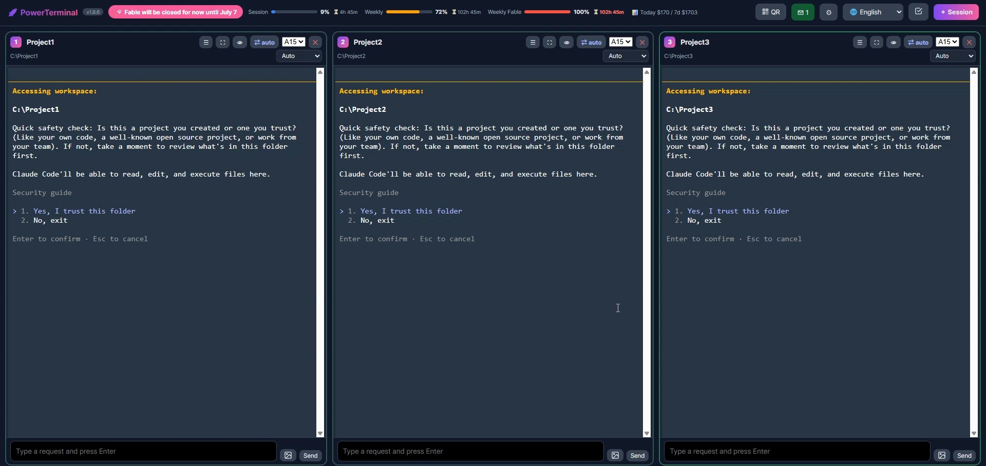 Multiple Claude Code sessions side by side
