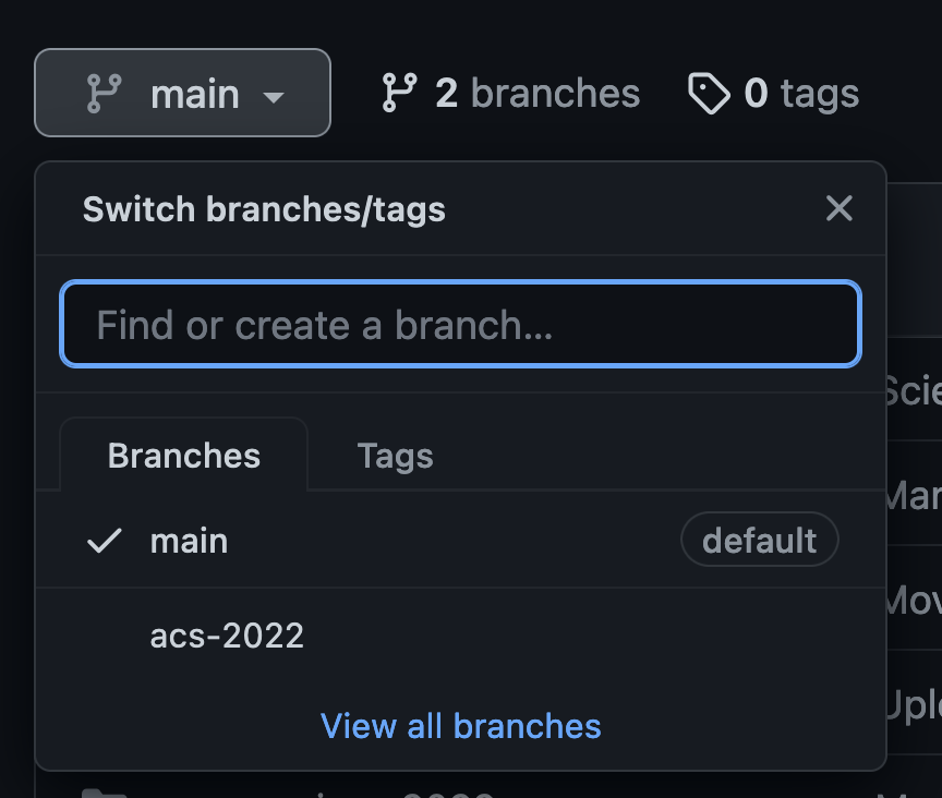 Image showing how to switch branches.