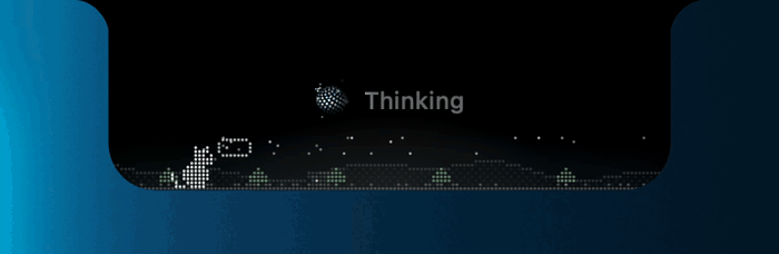 Agent Island: a status island growing out of the MacBook notch, showing Thinking, Reading file, Editing file, Running command, then Done