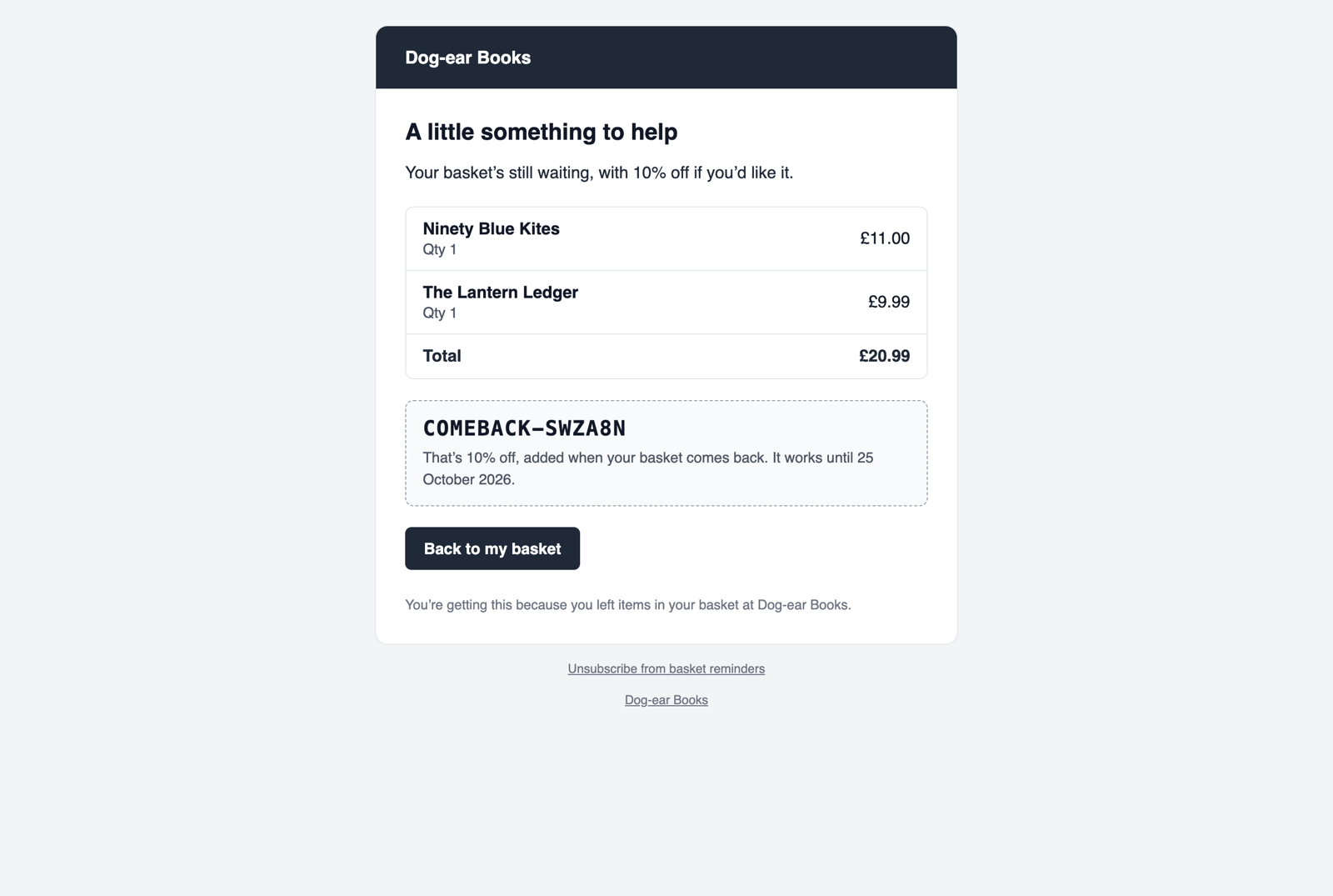 A reminder email