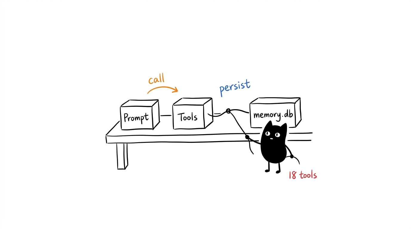 Blotcat routing prompts and tools into memory.db