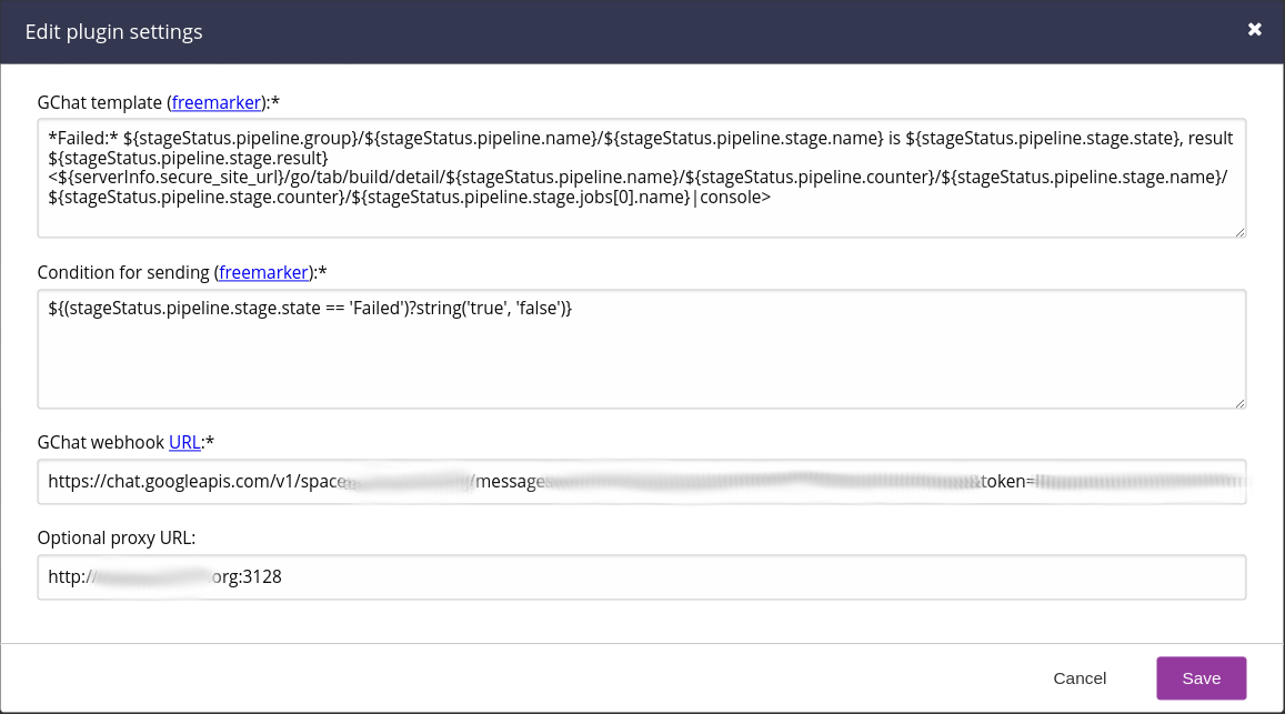 Plugin Config screenshot