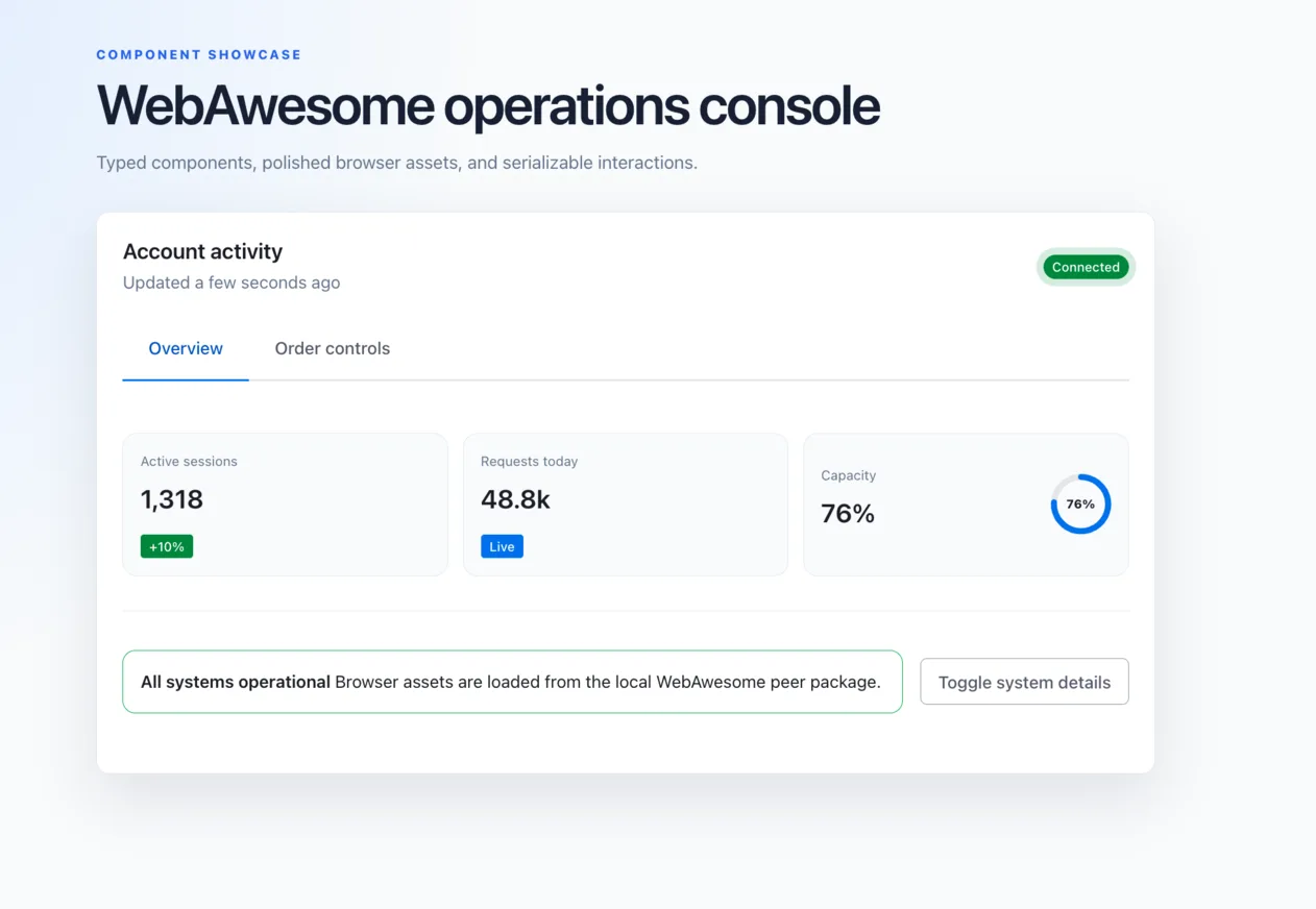 Preview of the spaday-webawesome example