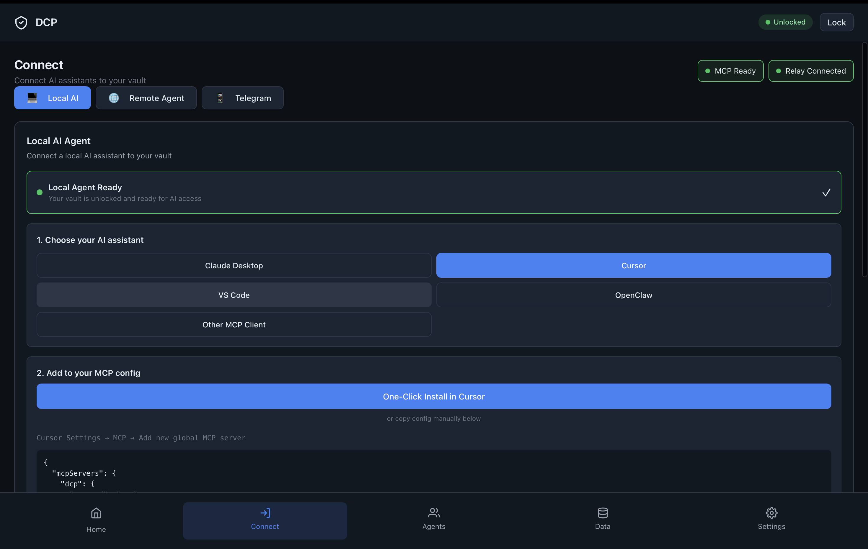 DCP MCP connection