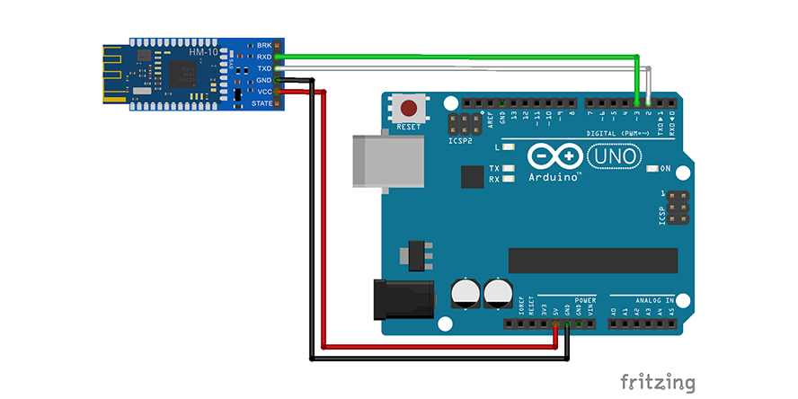 Arduino Uno to BLE module wiring scheme