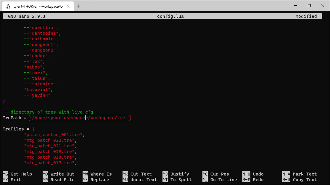 Setting TRE Path in Config