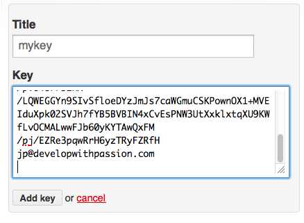 ssh key entry