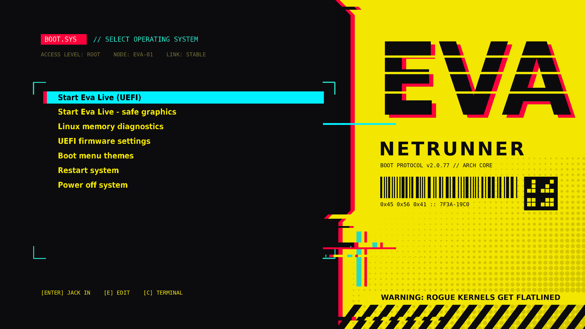 Netrunner GRUB boot menu