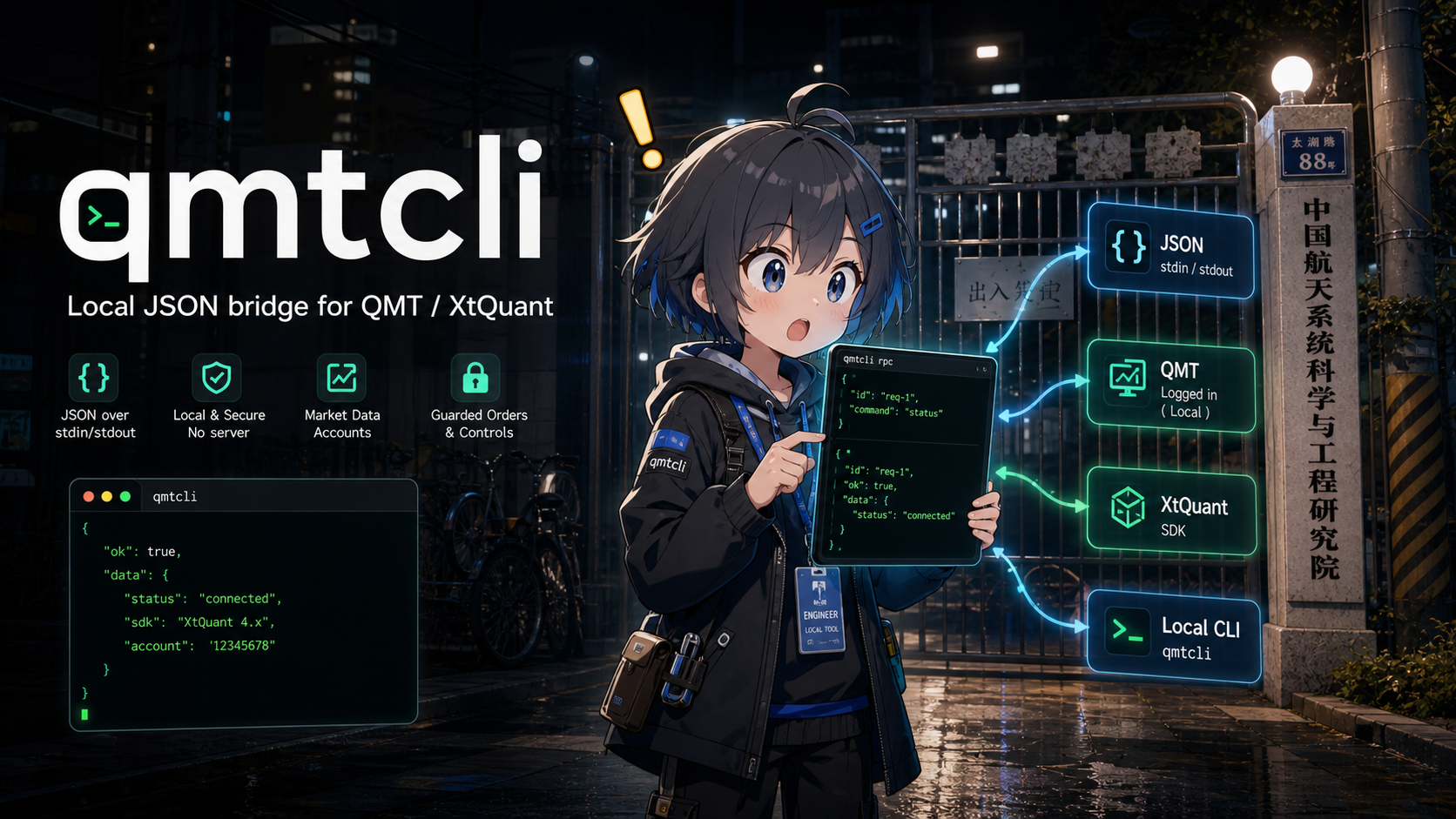 qmtcli local JSON bridge