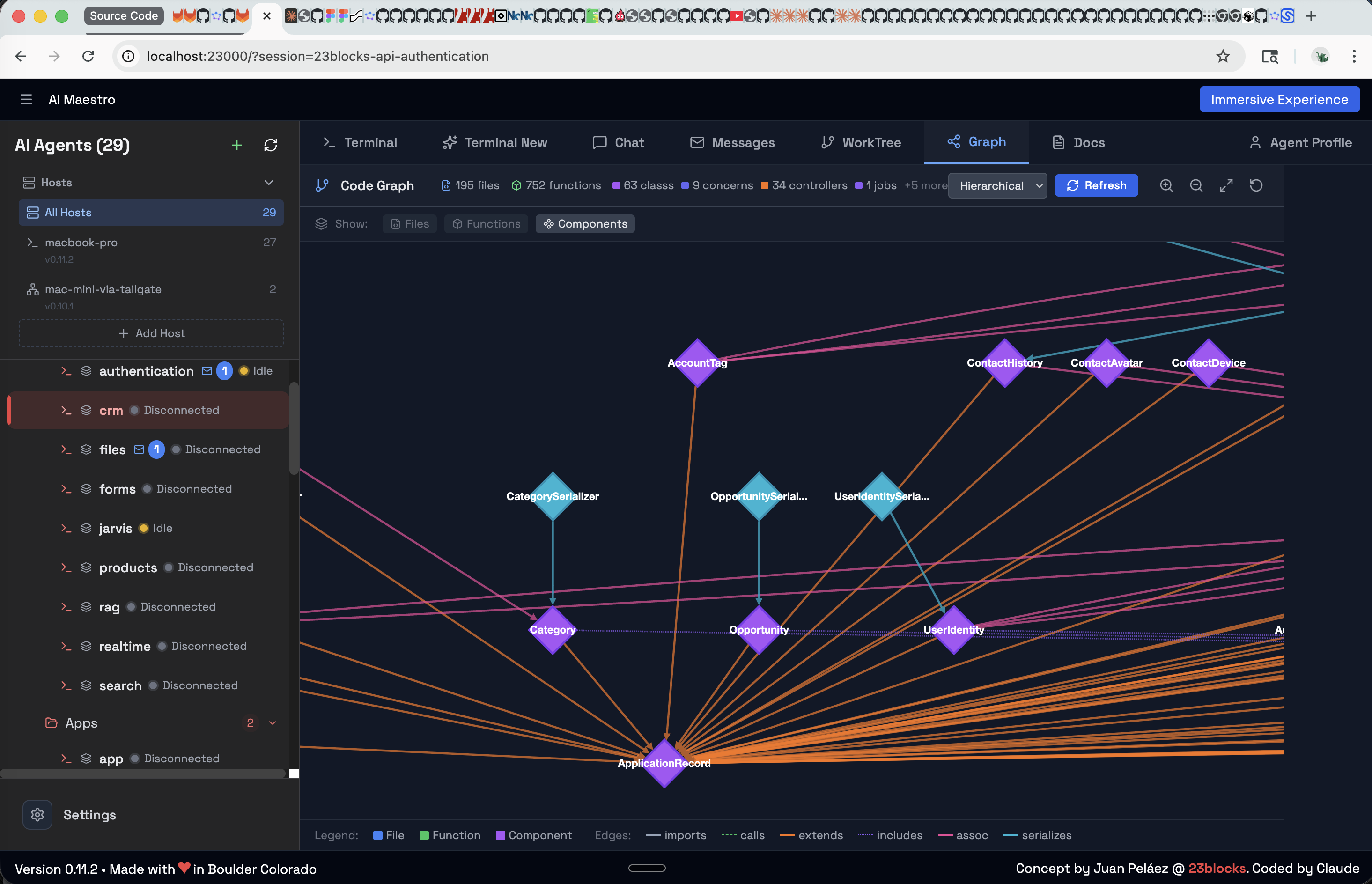Code Graph showing components, serializers, and models