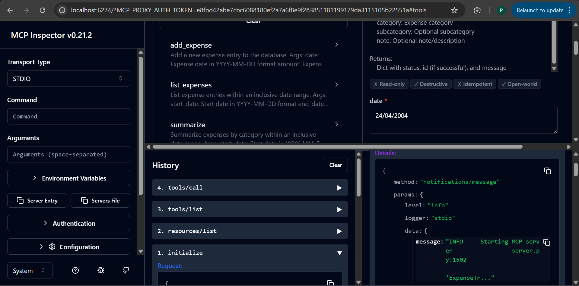 MCP Inspector Testing