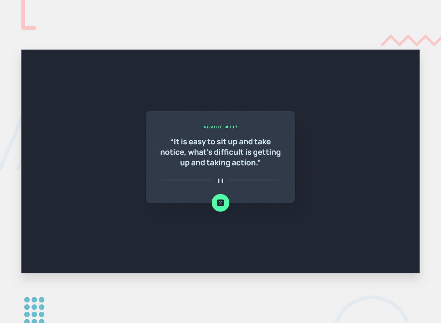 Design preview for the Advice generator app coding challenge