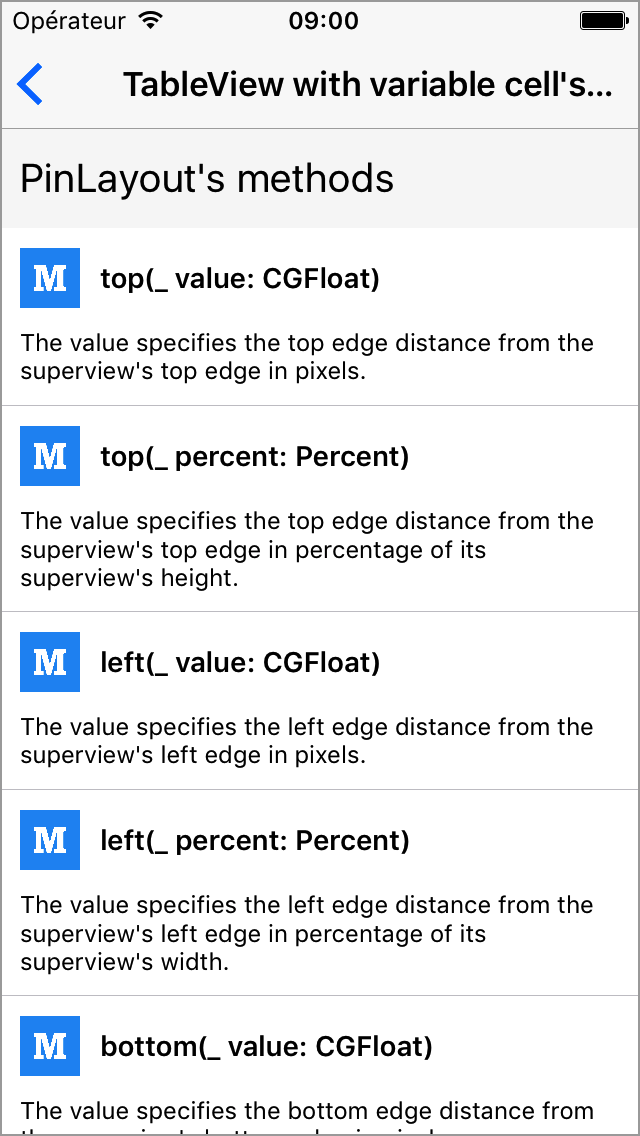 PinLayout example