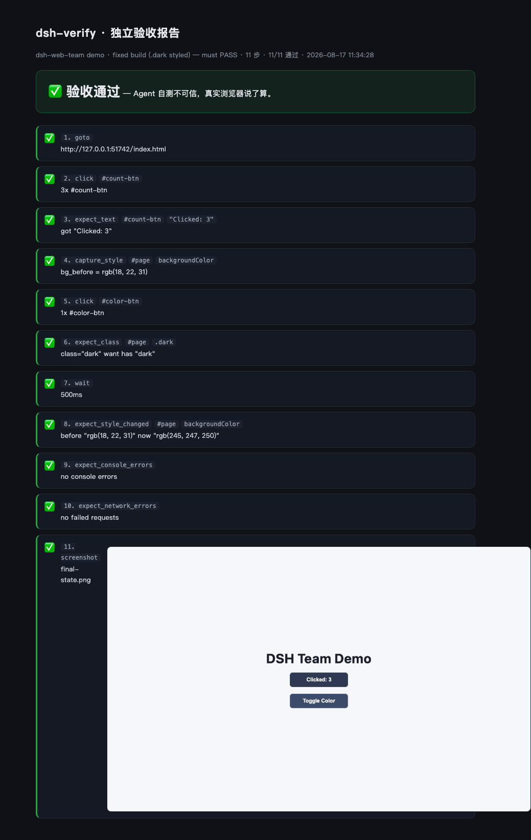 dsh-verify report