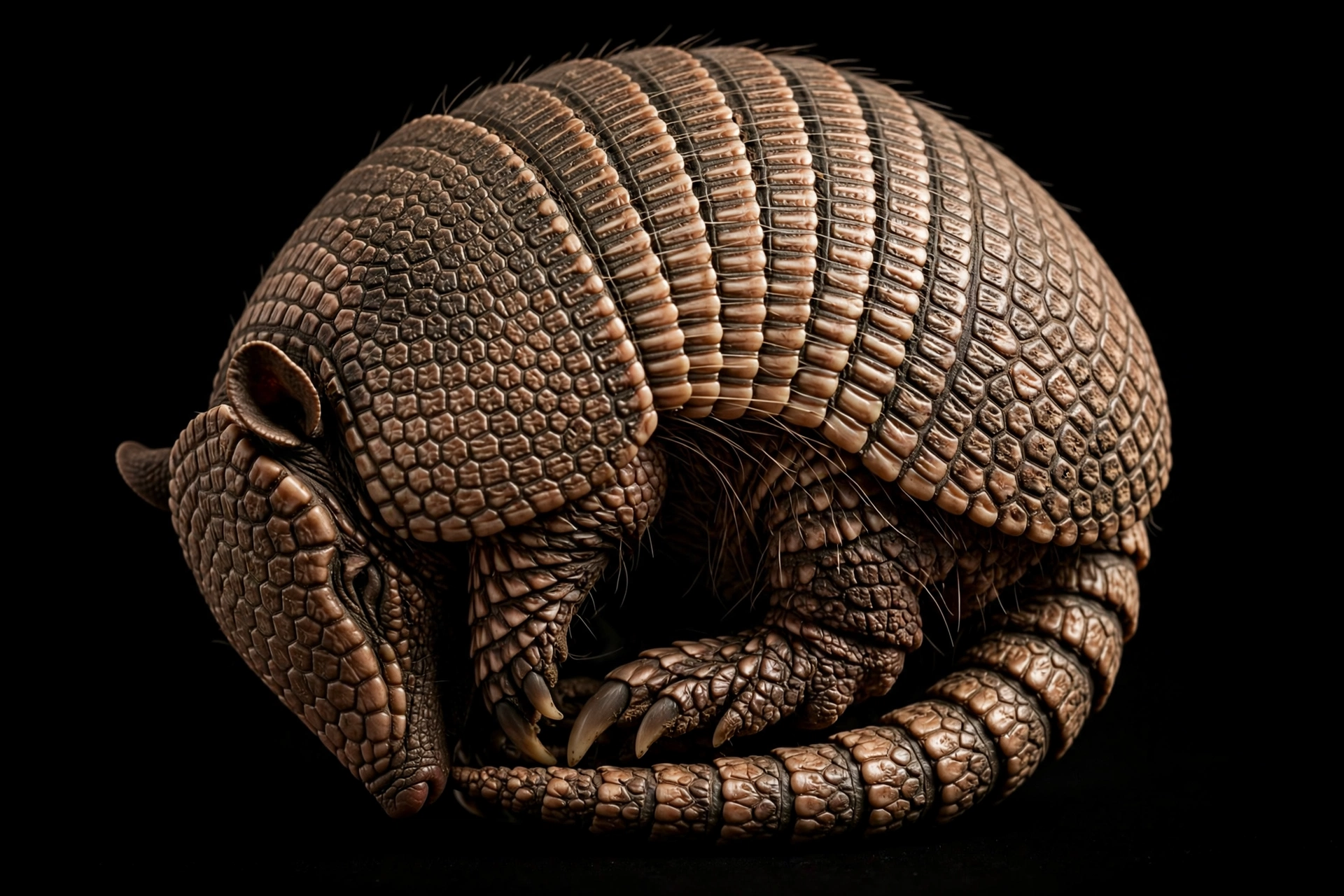 Armadillo curled in a defensive ball