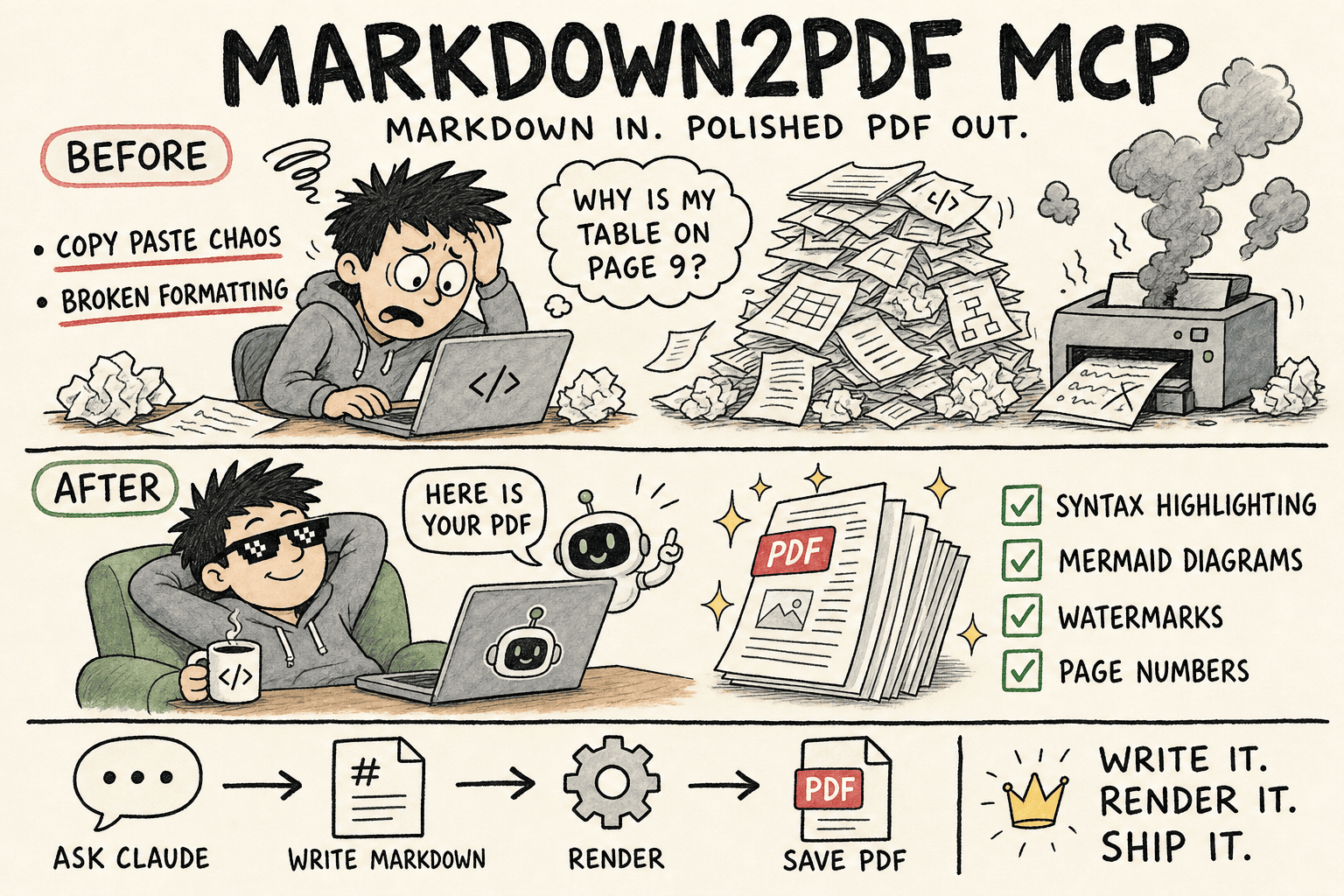 markdown2pdf-mcp: Markdown in, polished PDF out