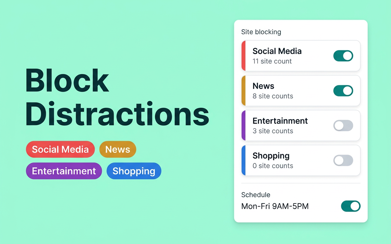 AyaMir website blocker with category presets