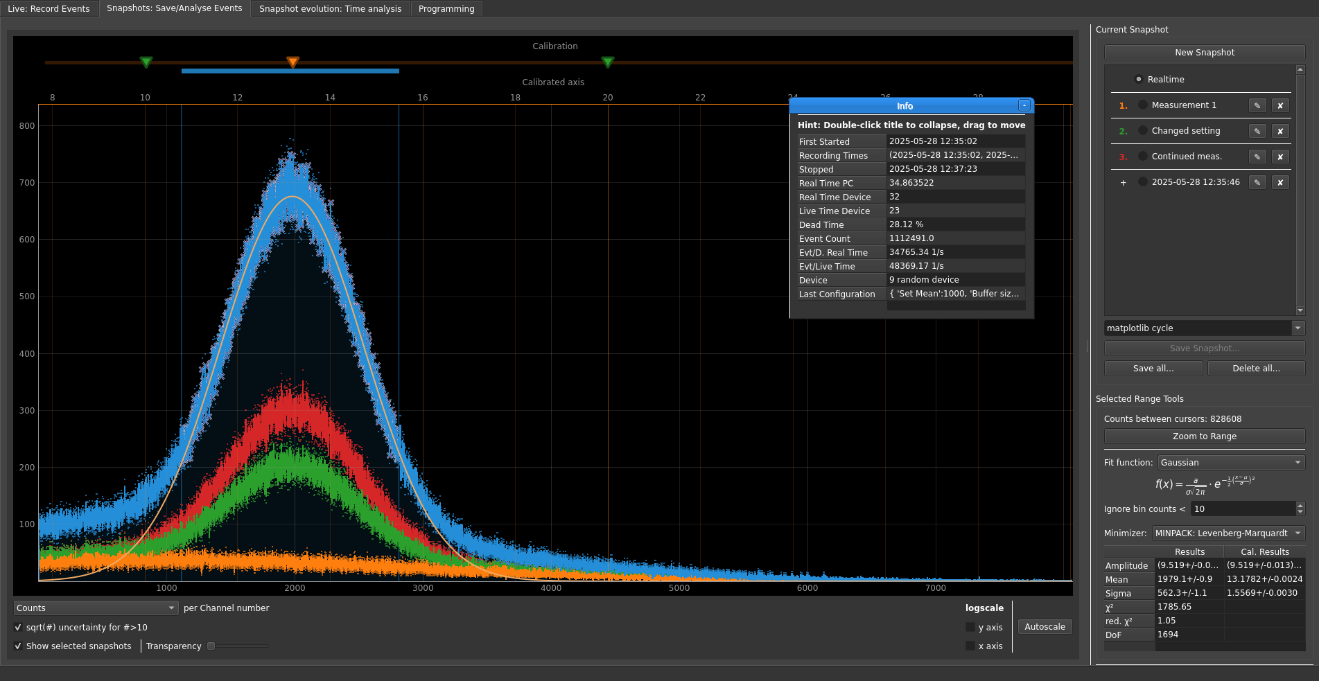 Screenshot of iMCAr with example data