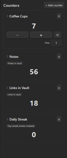 Custom Counter - Obsidian Plugin