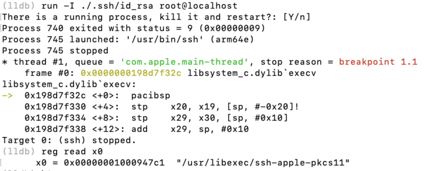 execv call in patched ssh binary