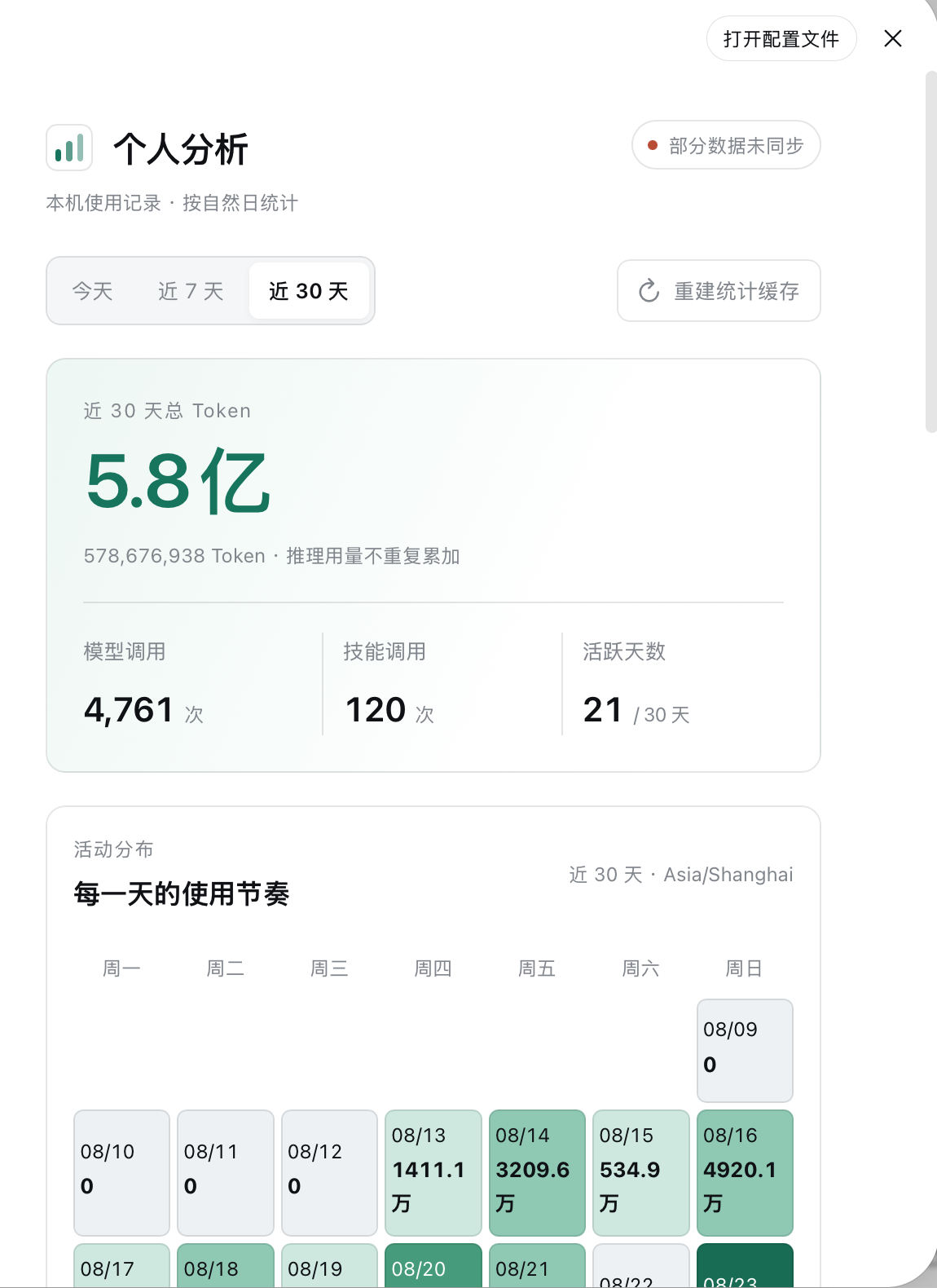 近 30 天视图