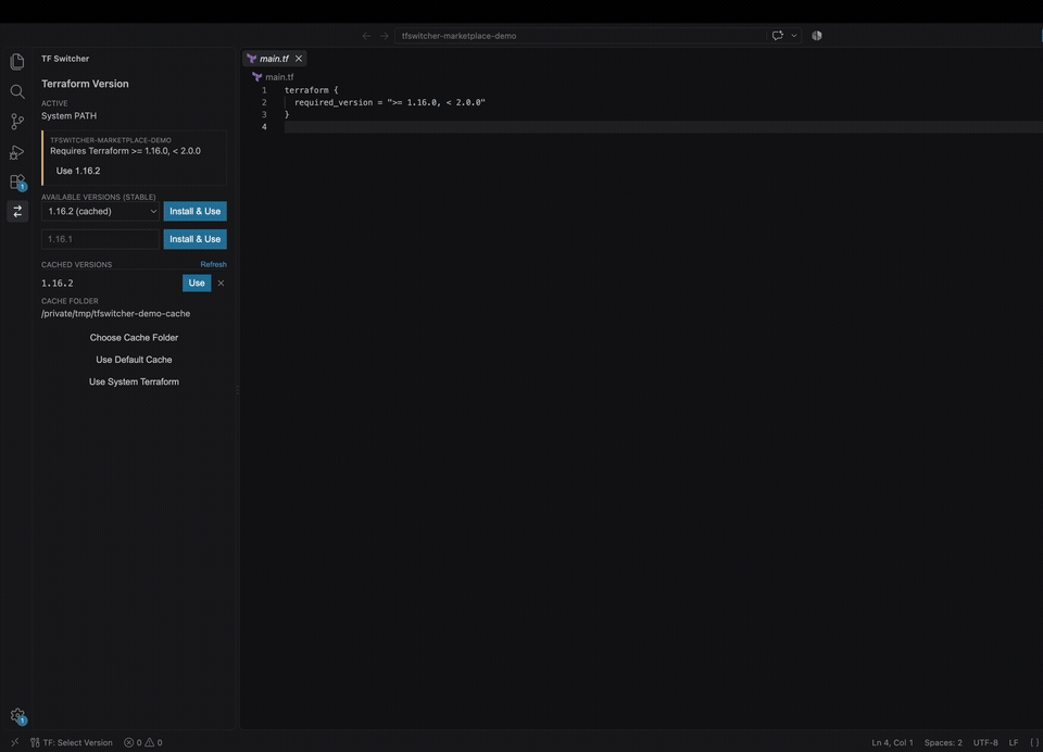 TF Switcher detects, activates, and verifies Terraform on macOS