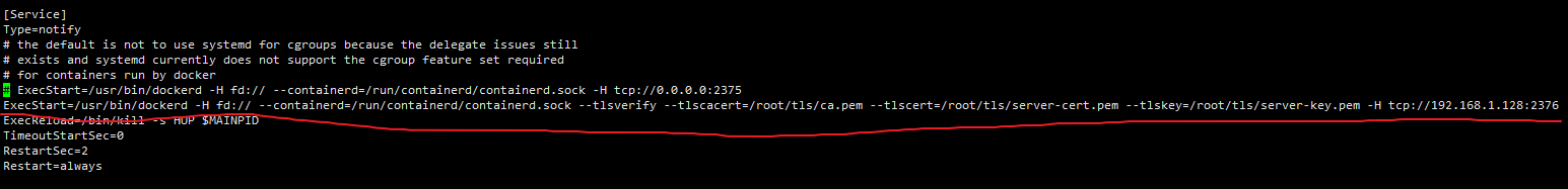 docker开启tls修改systemd配置文件