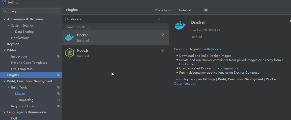 idea插件市场安装docker插件