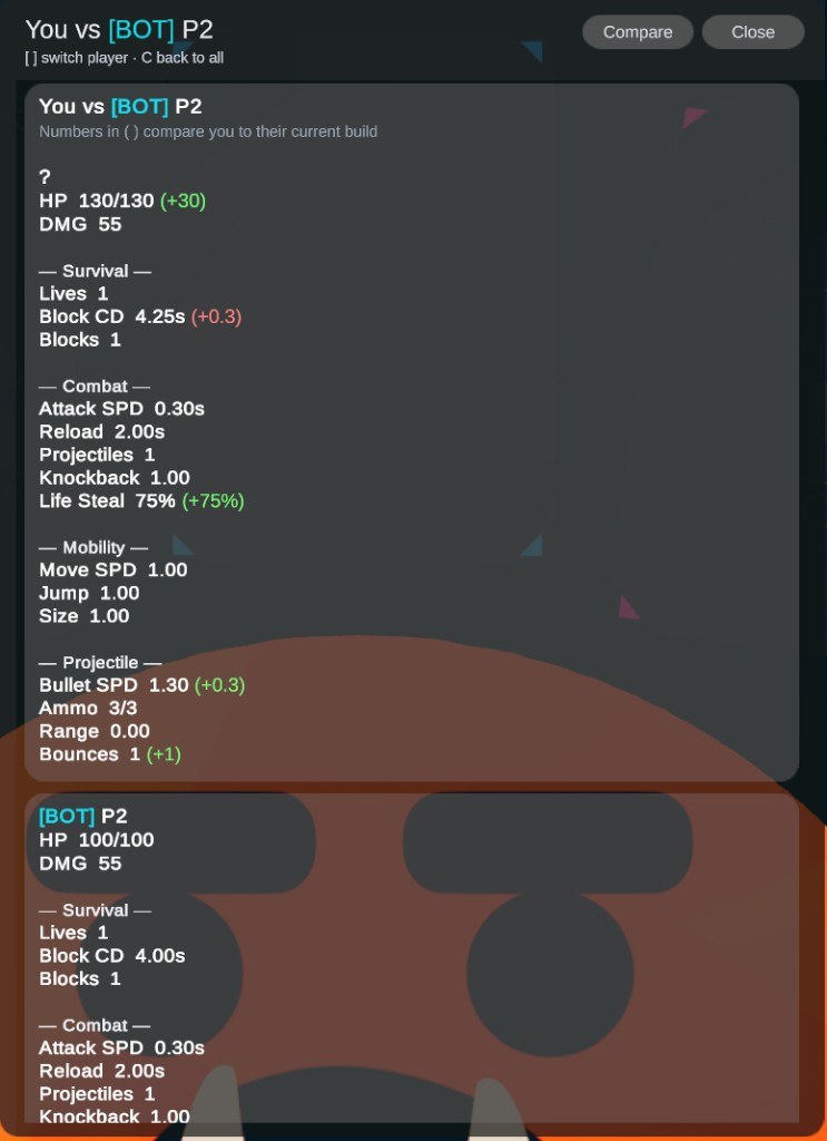 Compare mode: you vs another player