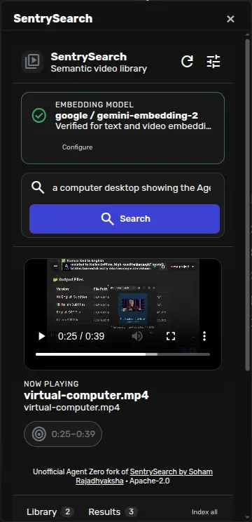 SentrySearch screenshot 2