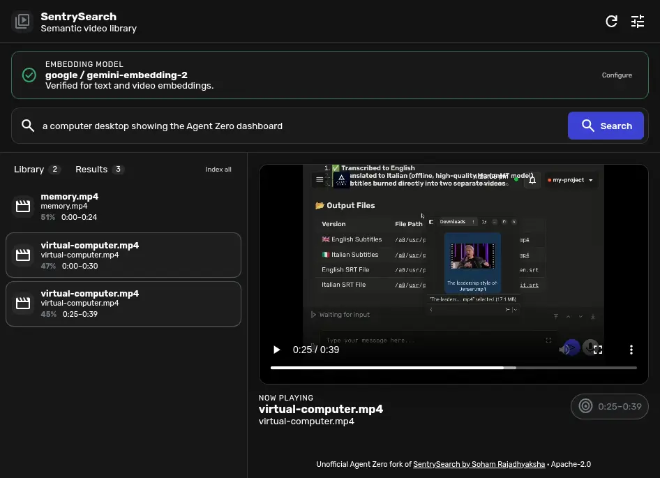 SentrySearch screenshot 1