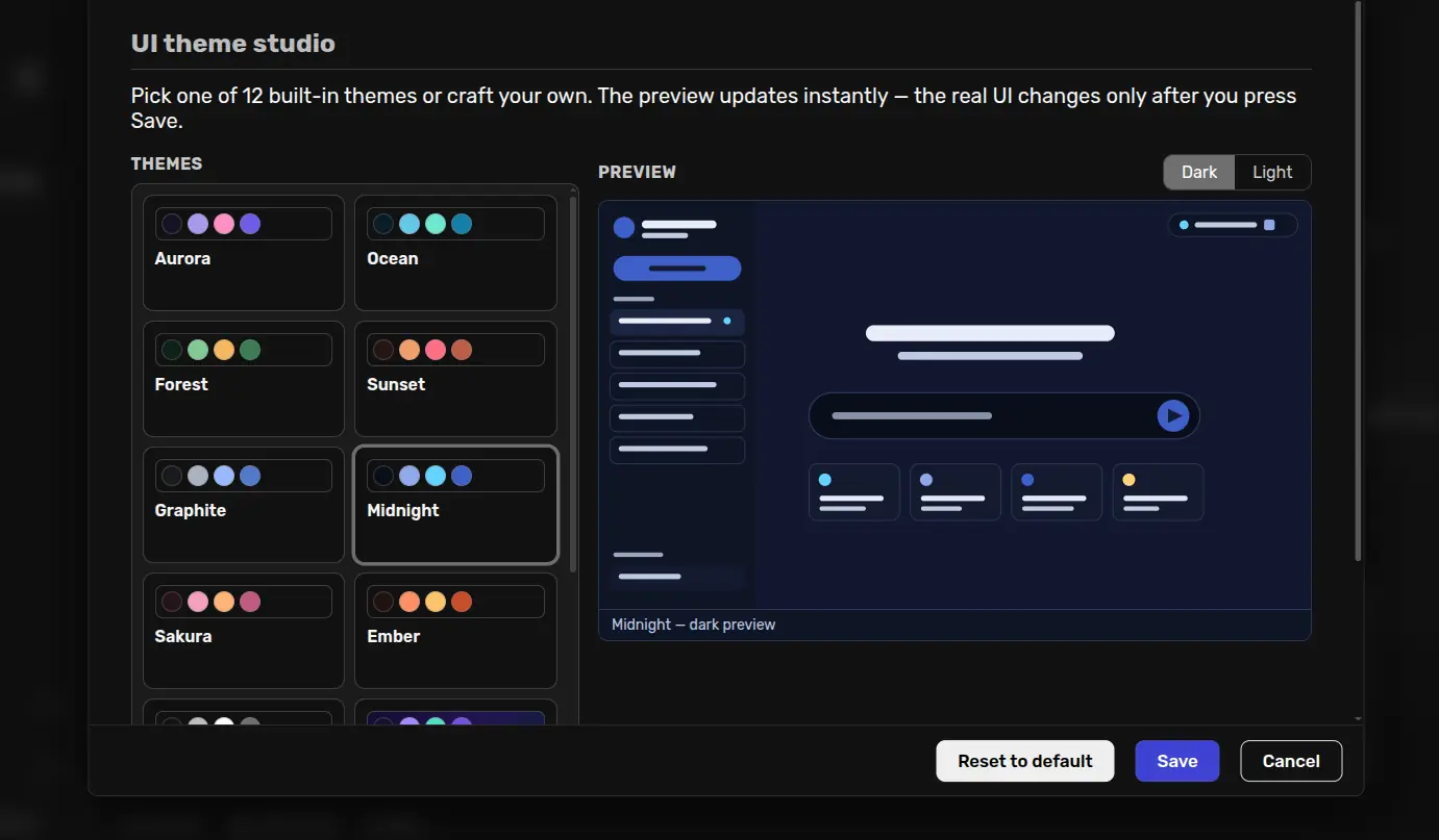 Selectable Theme studio