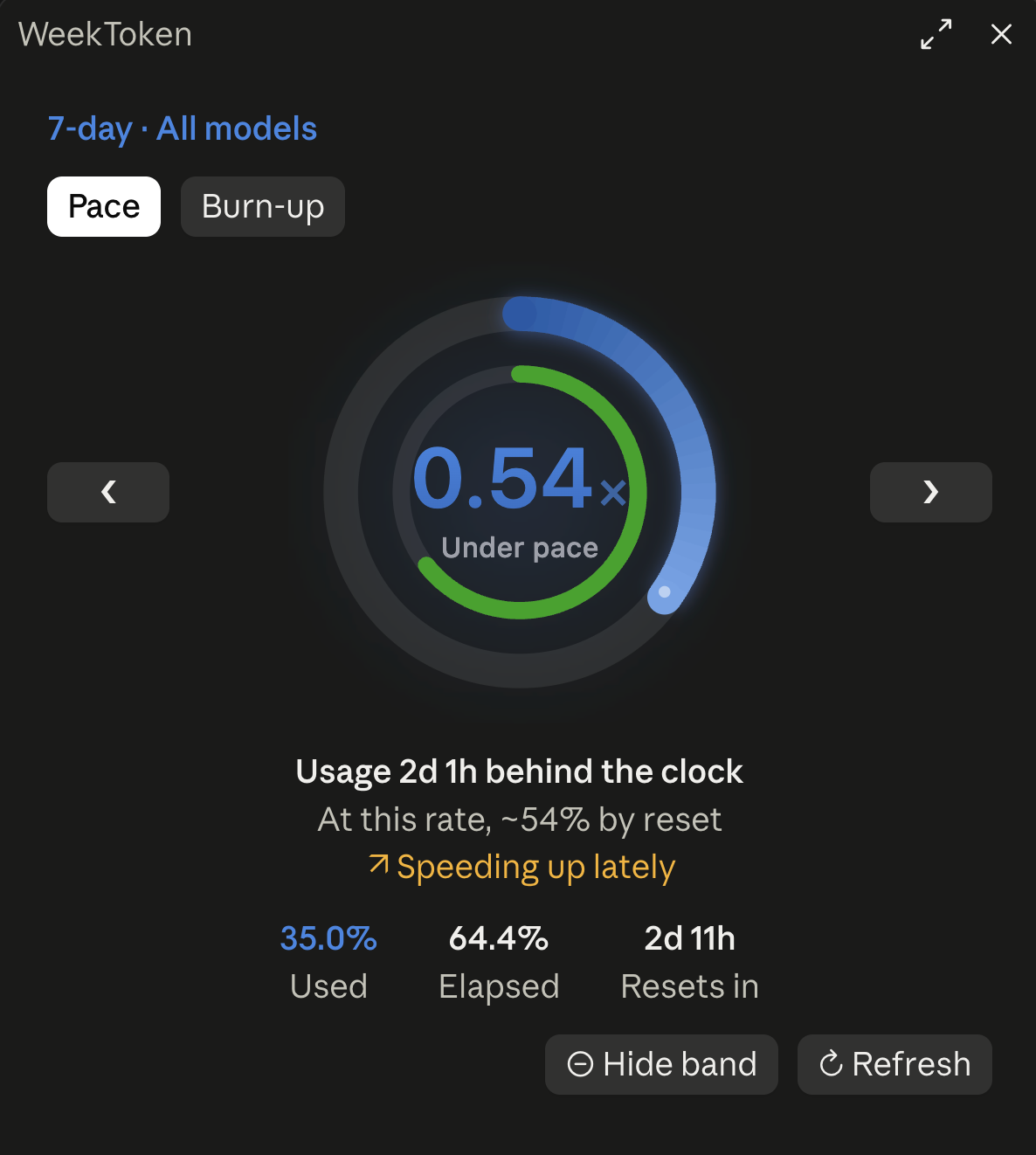 Pace rings, forecast and readings