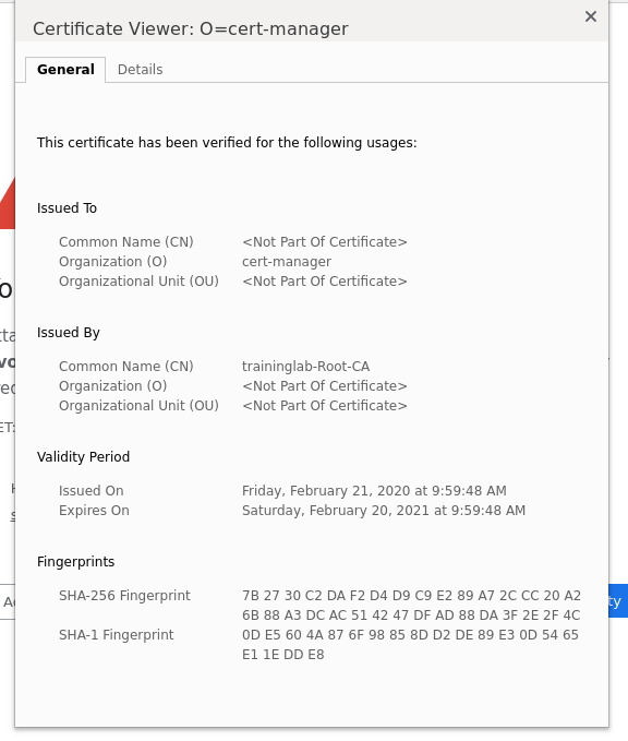 Chrome certificate details