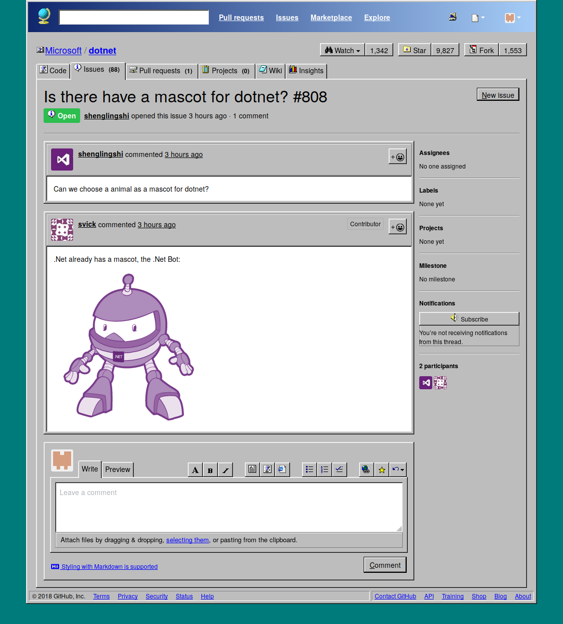 Screenshot issue page