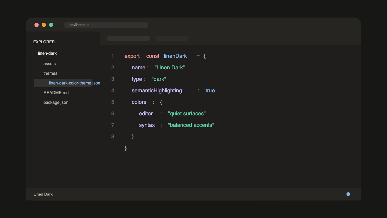 Linen Dark theme preview