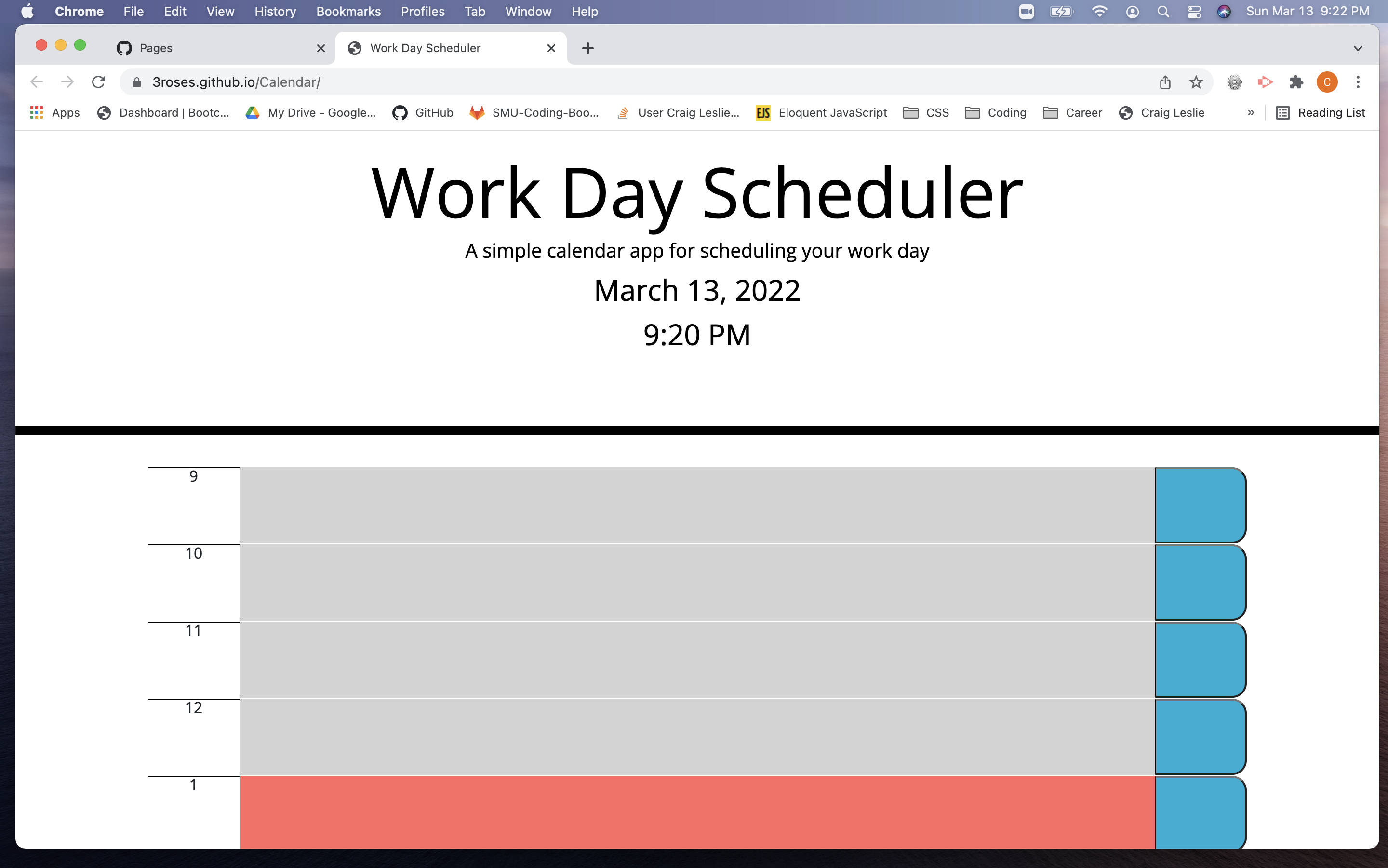 Screenshot of calendar.