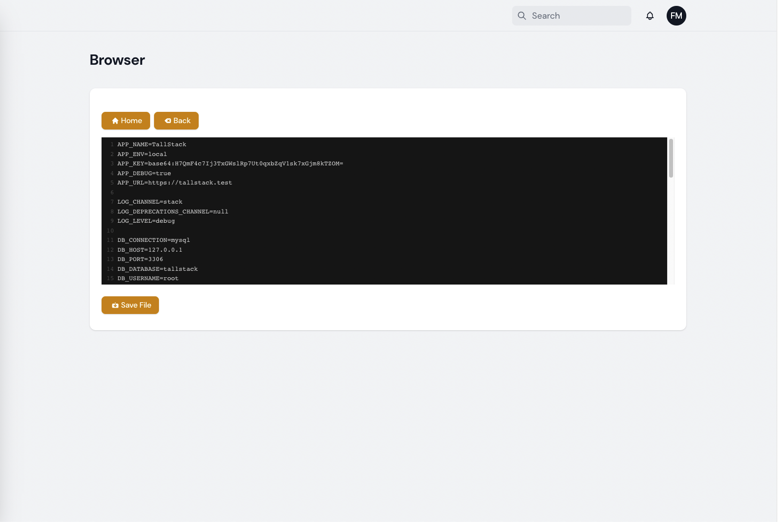 Screenshot of .env